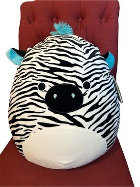 NWT Squishmallow Kellytoy Jumbo 20” Zeke the Zebra Bright Squad Plush Teal